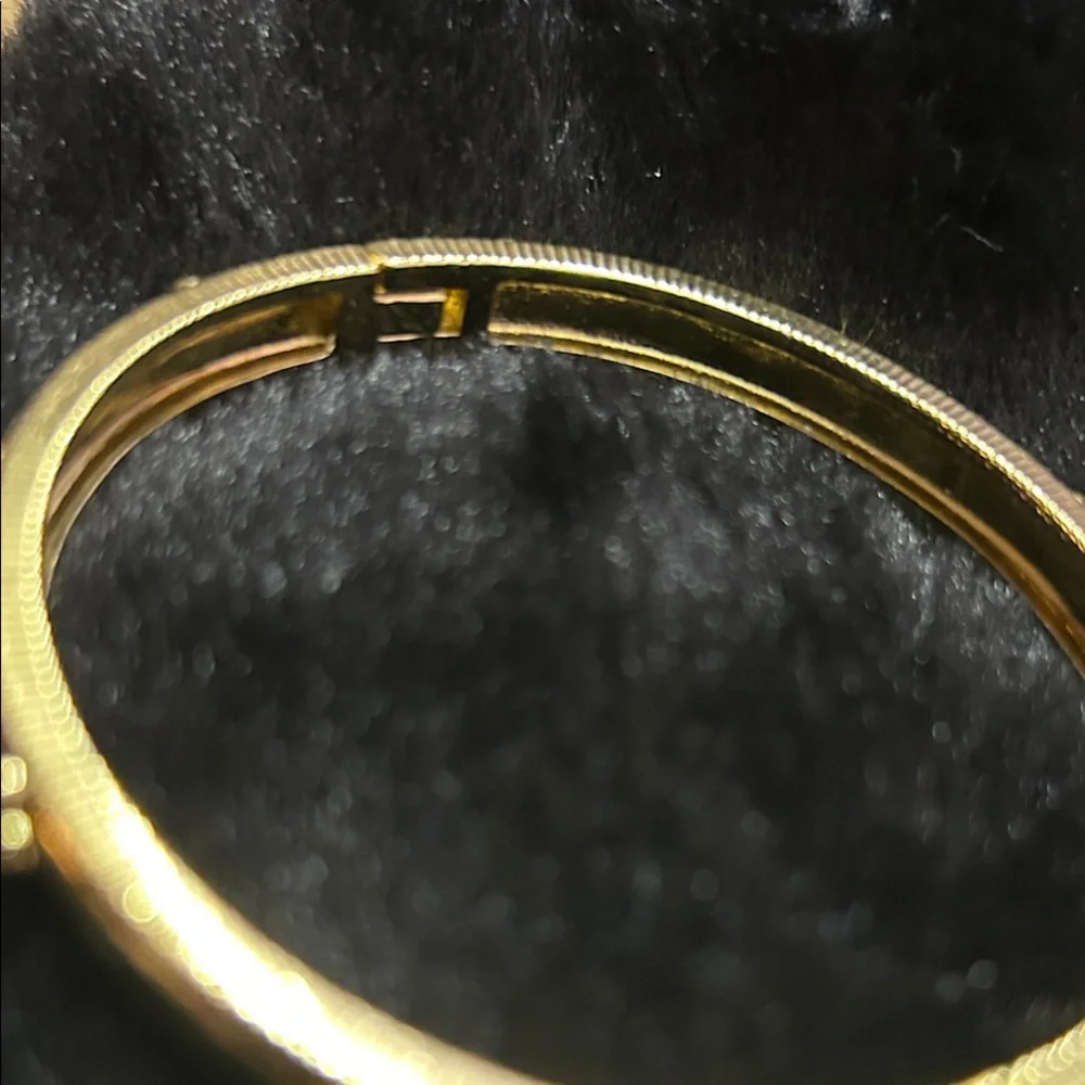 Adina Eden Gold Crystal Accent Bangle Bracelet - Picture 4 of 5